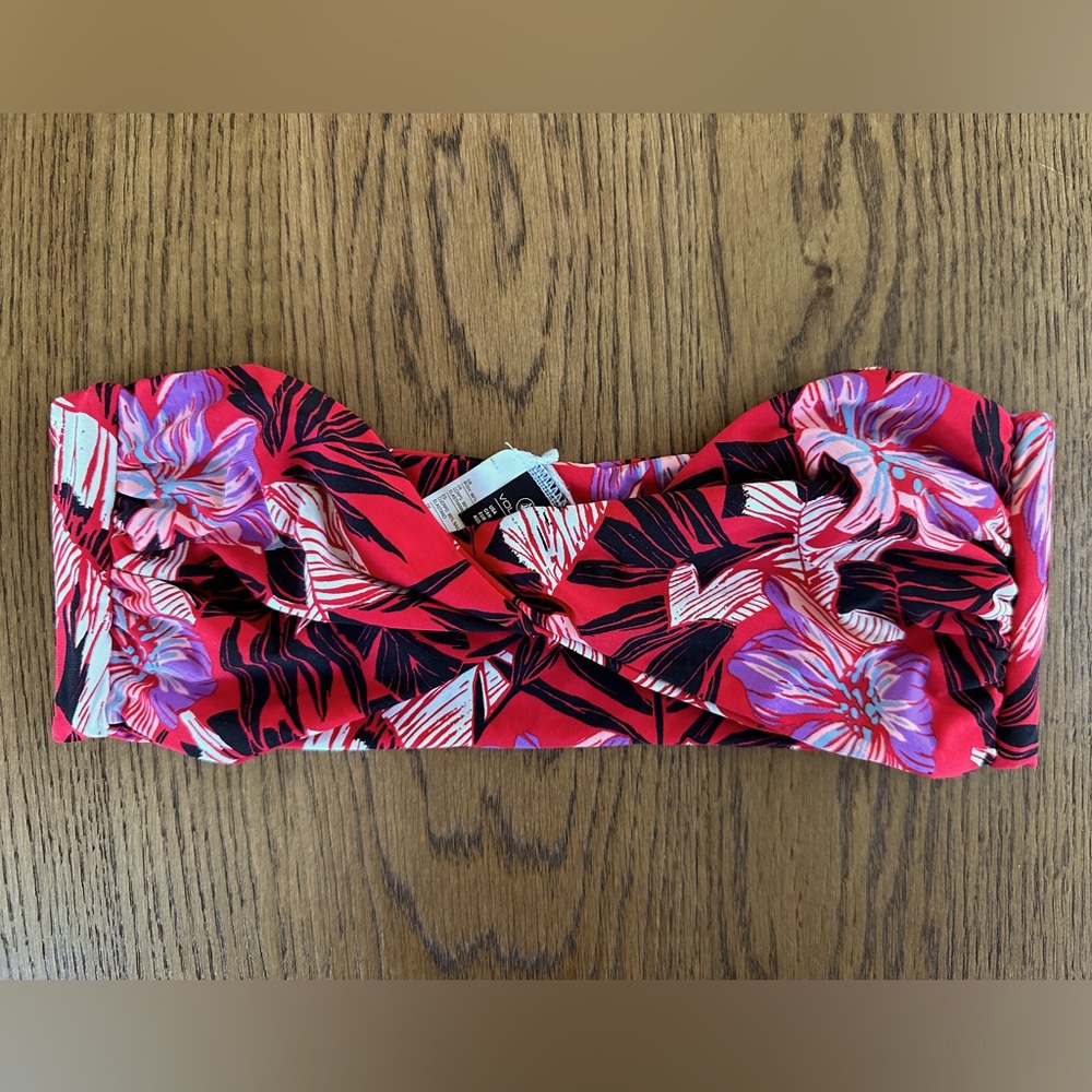 Volcom Sonic Bloom Women's Red Tropical Bandeau Swim Top